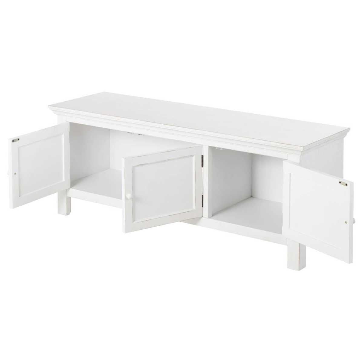 3-Door TV Unit with Aged Effect White Raised Print Bianca – image 2