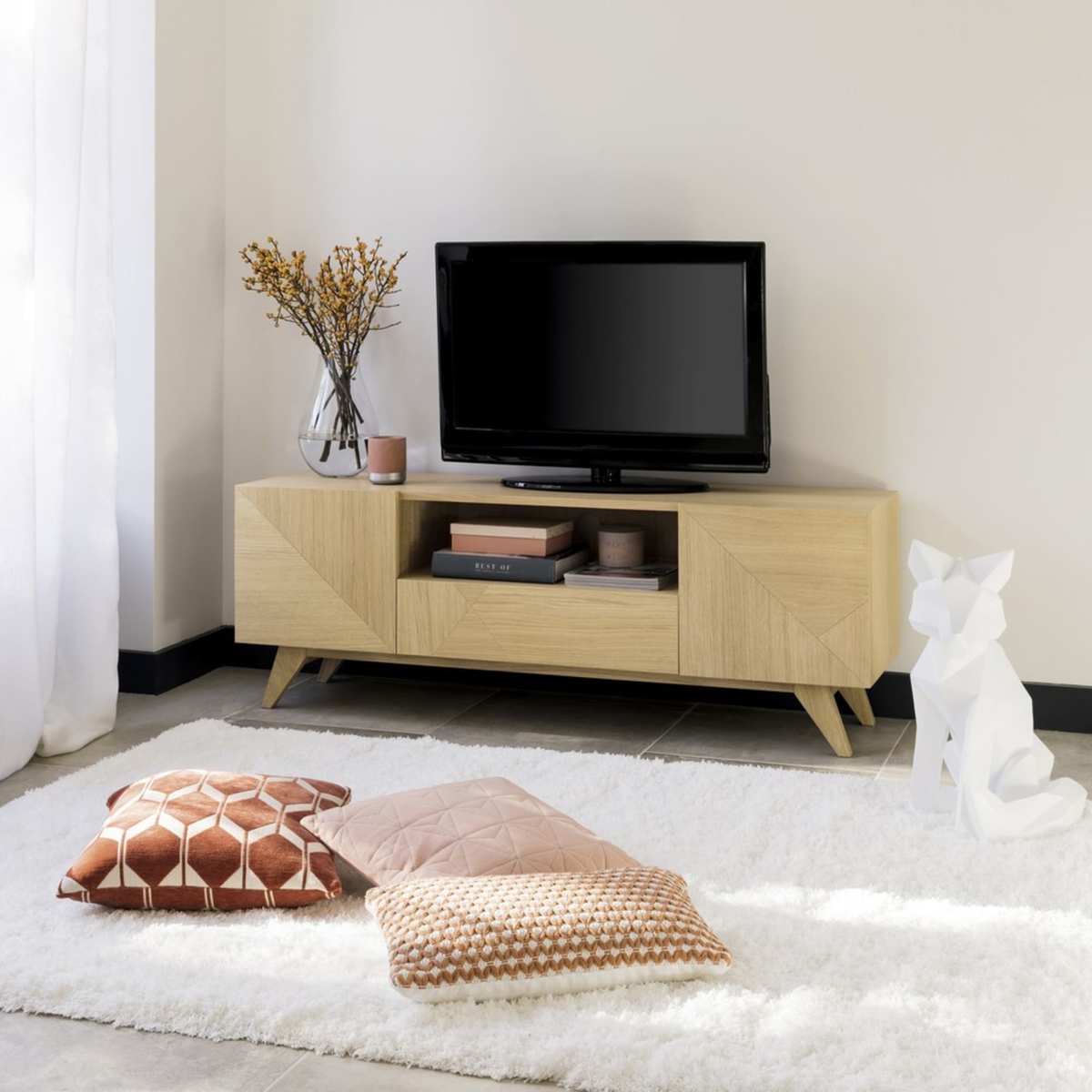 2-Door 1-Drawer Vintage TV Unit Origami – image 6