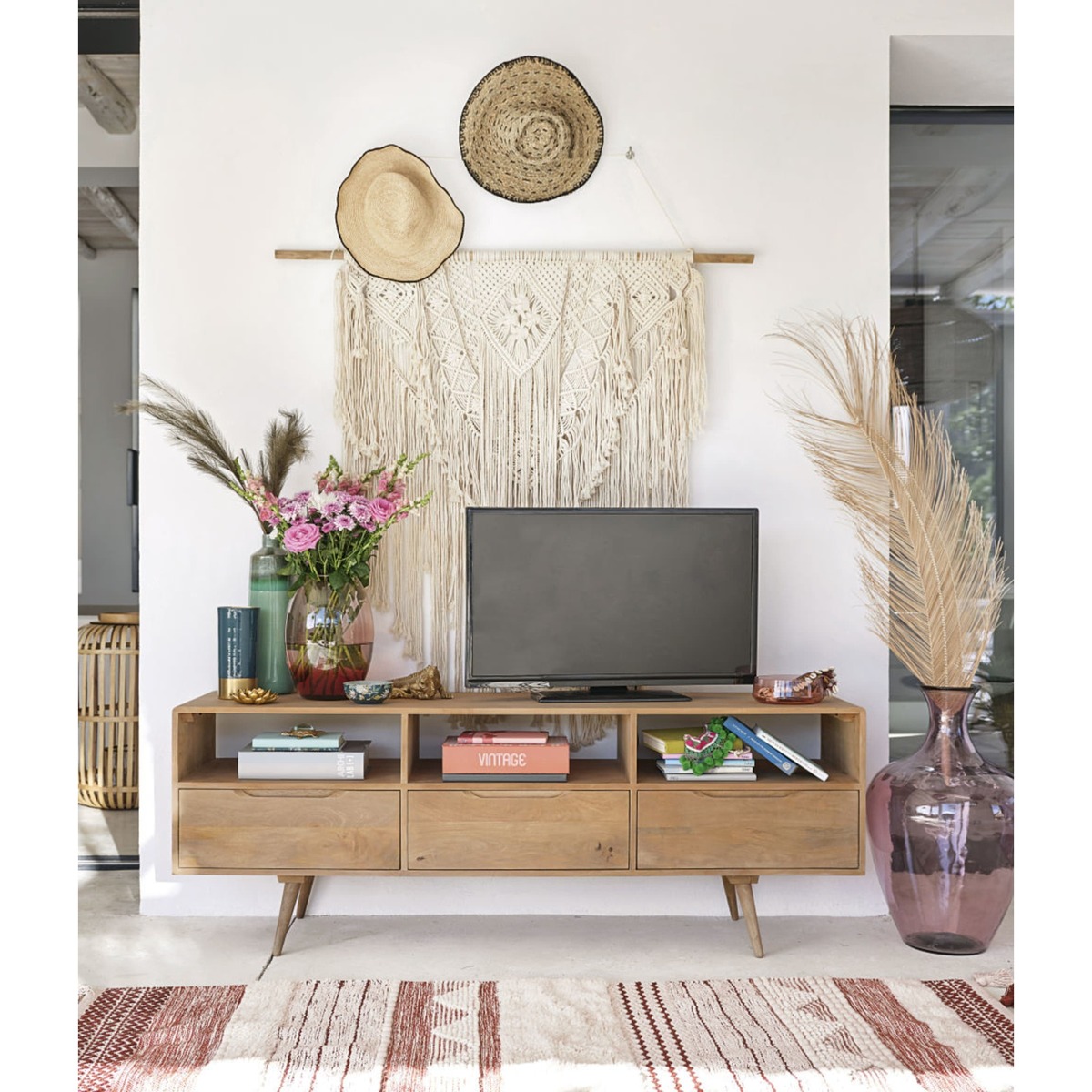 Mango wood vintage TV unit Trocadero – image 3