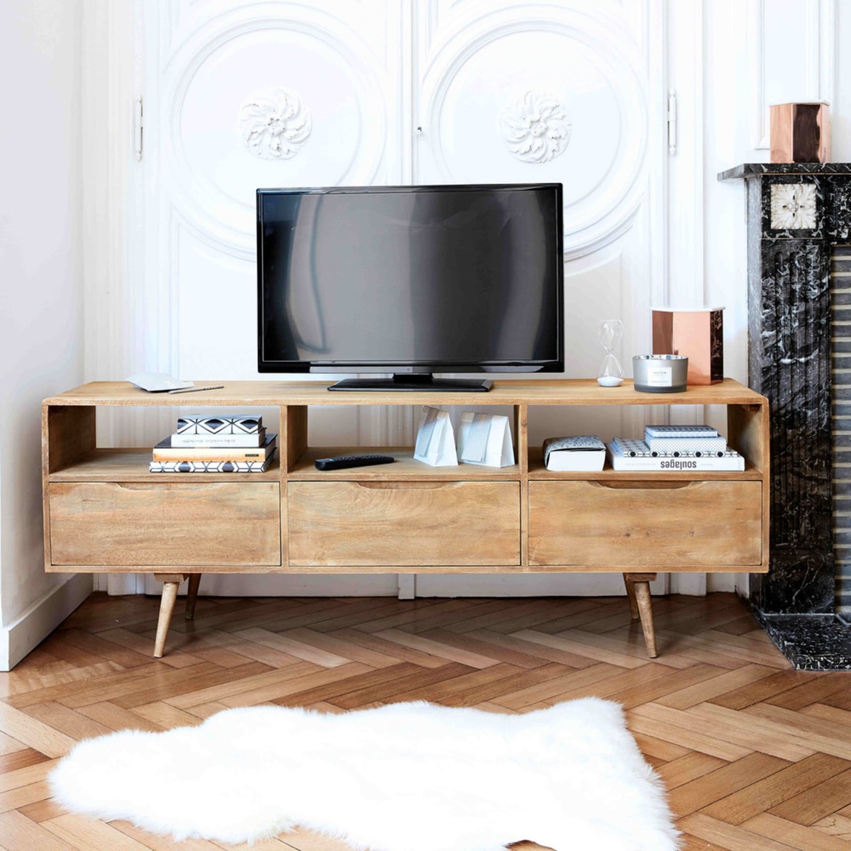 Mango wood vintage TV unit Trocadero – image 5
