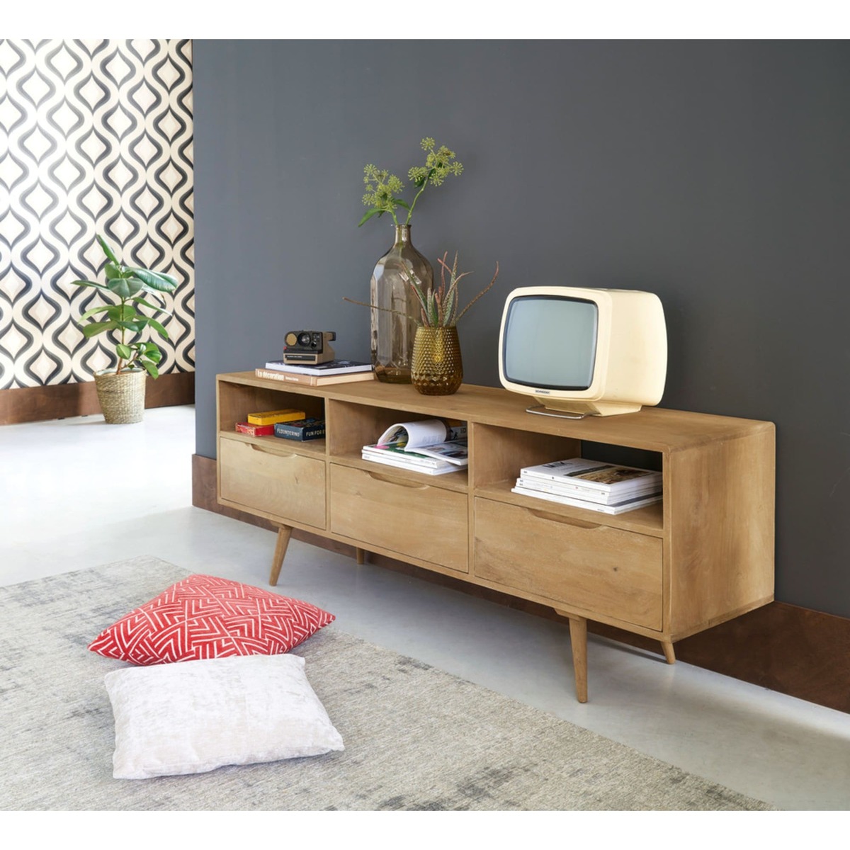 Mango wood vintage TV unit Trocadero – image 6