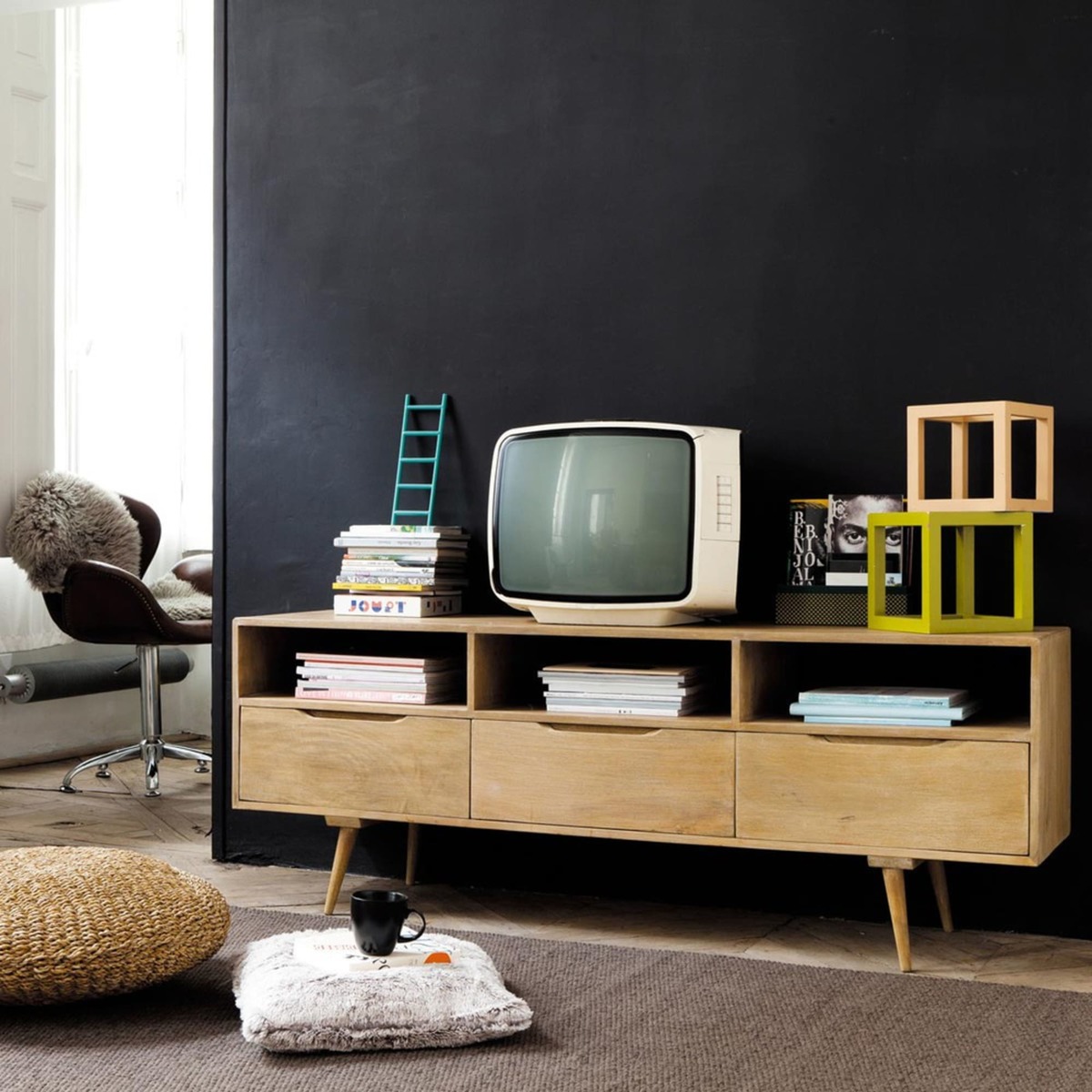 Mango wood vintage TV unit Trocadero – image 9