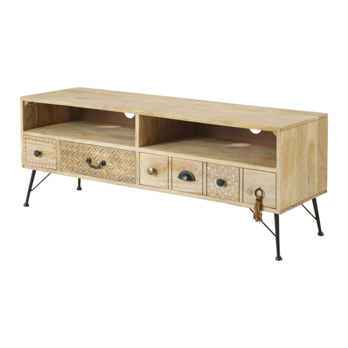 Solid Mango Wood 3-Drawer TV Unit Iroquois – image 2