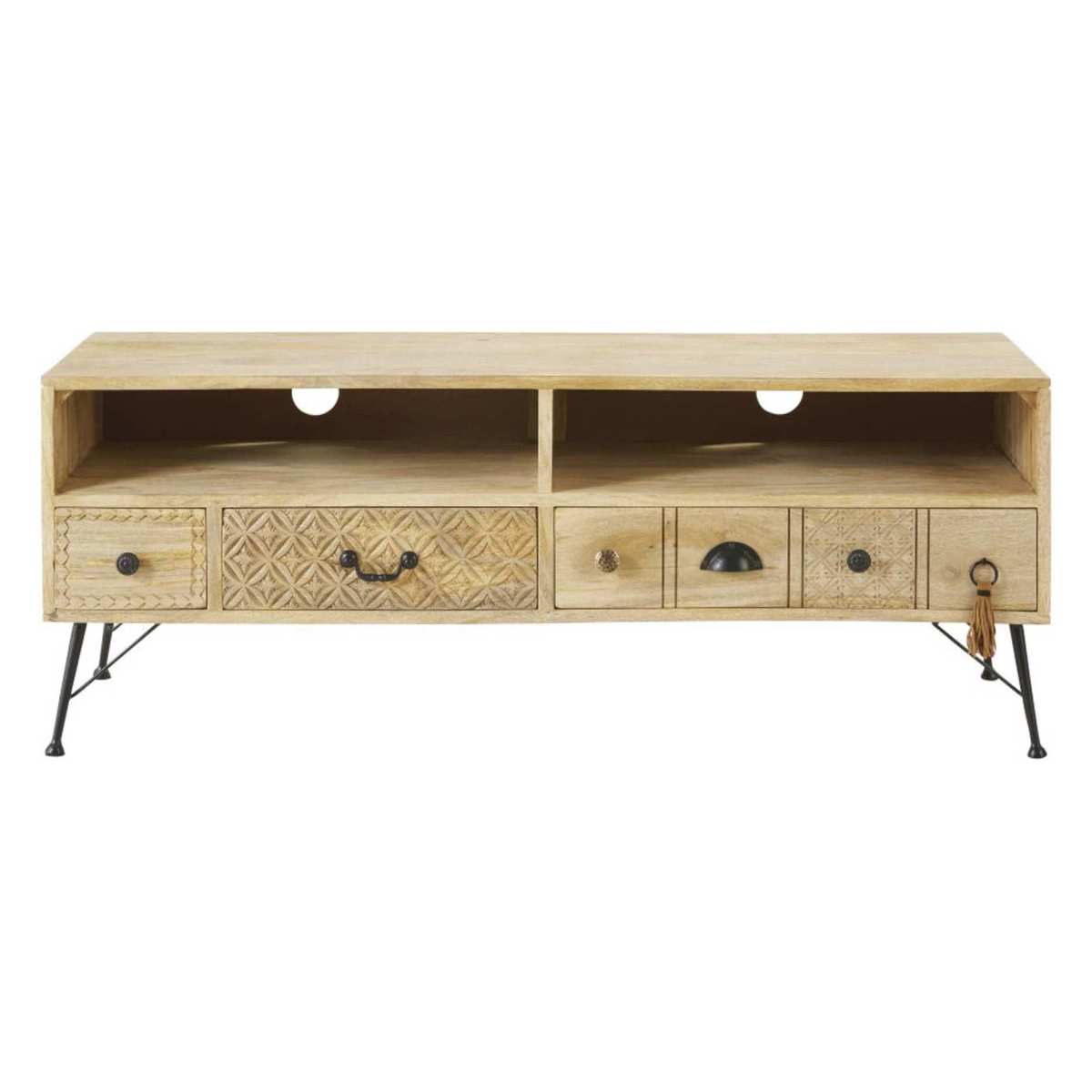 Solid Mango Wood 3-Drawer TV Unit Iroquois – image 1