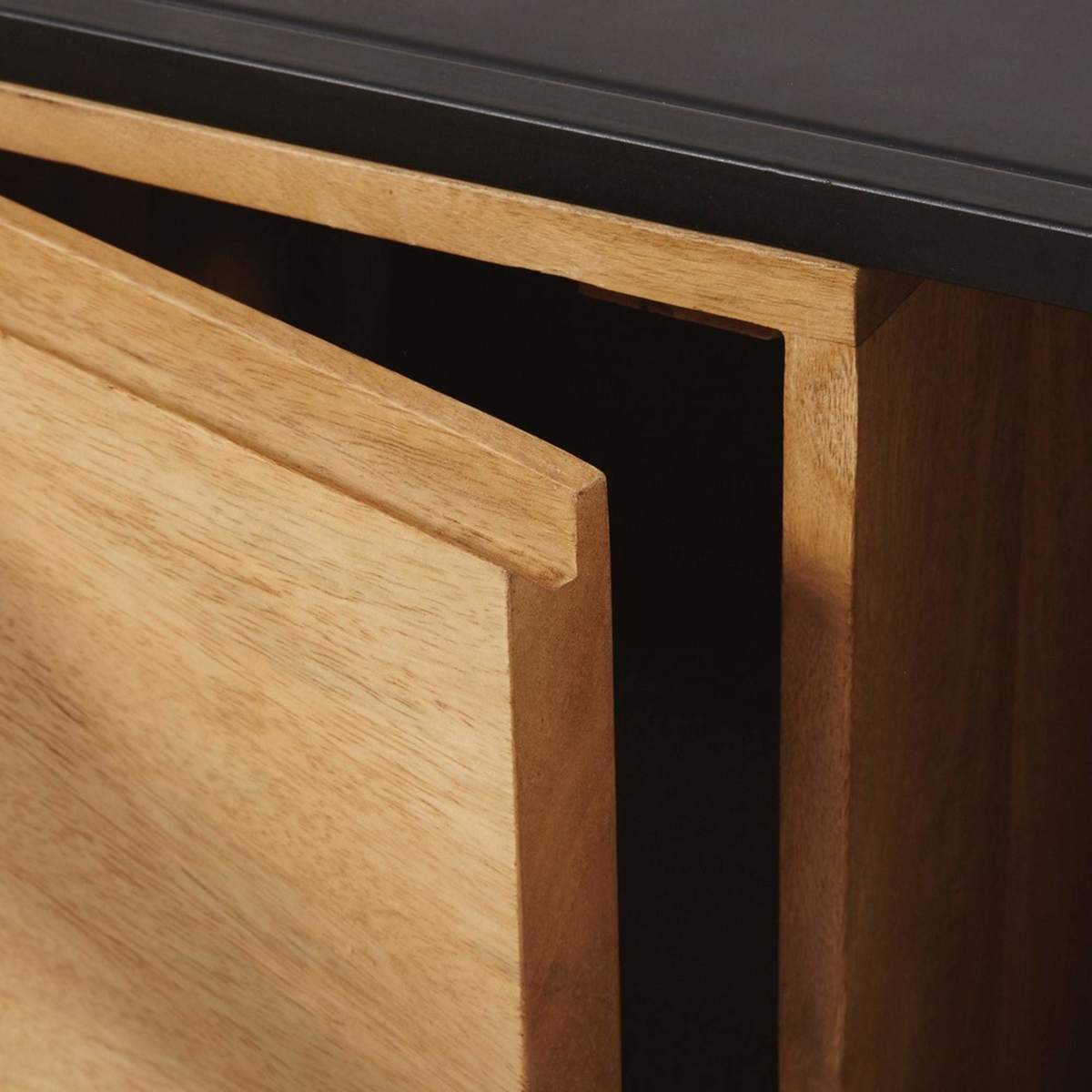 Solid Mango Wood and Black Metal 1-Door TV Cabinet Wayampi – image 5