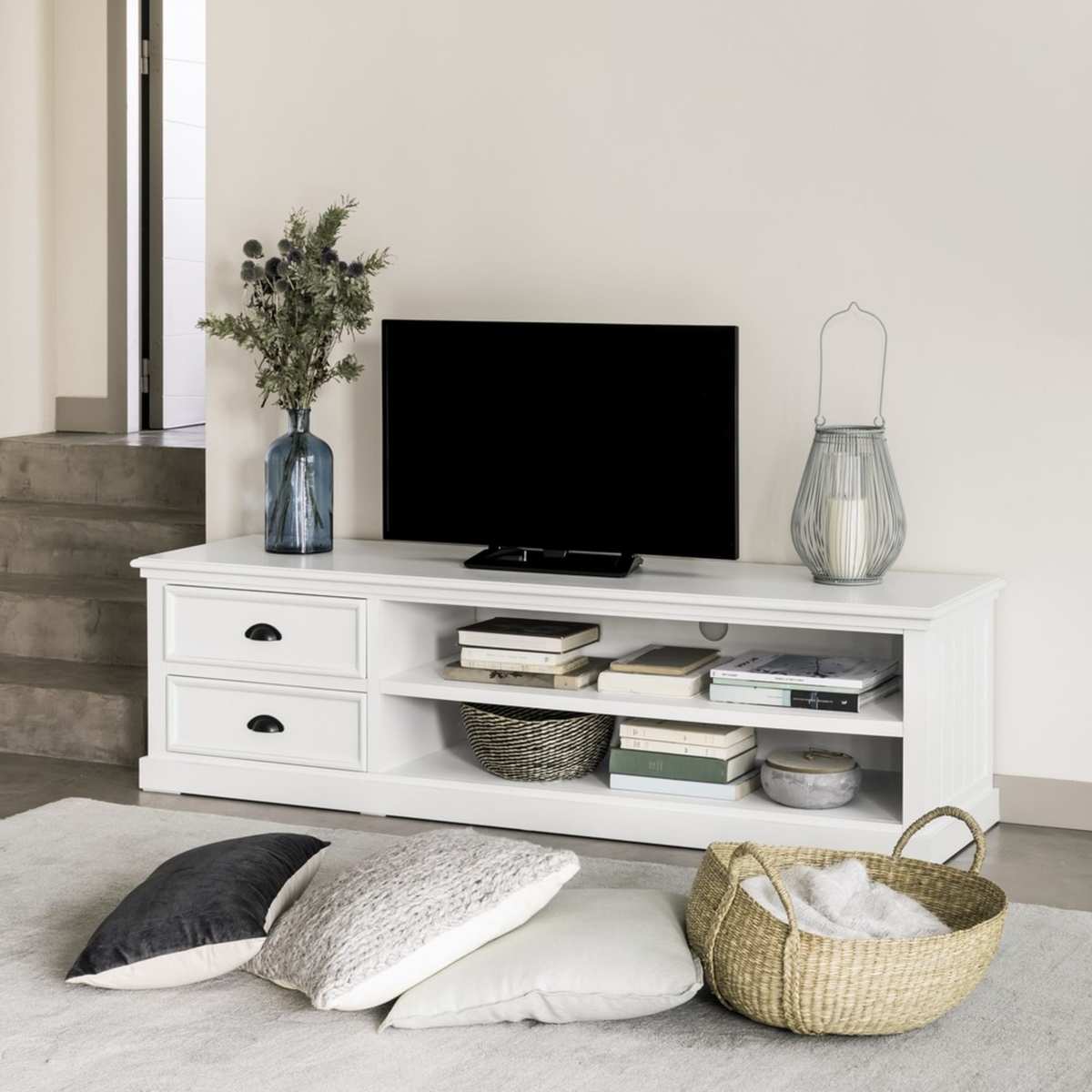 White 2-Drawer TV unit Newport – image 4