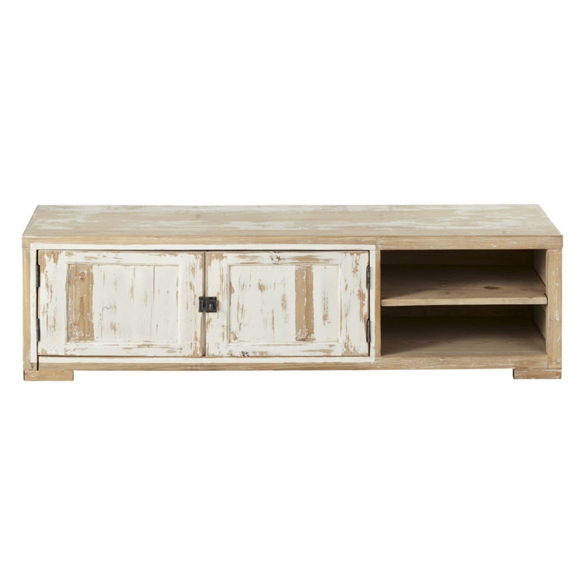 Whitewashed Recycled Pine 2-Door TV Unit Kinfolk – image 1