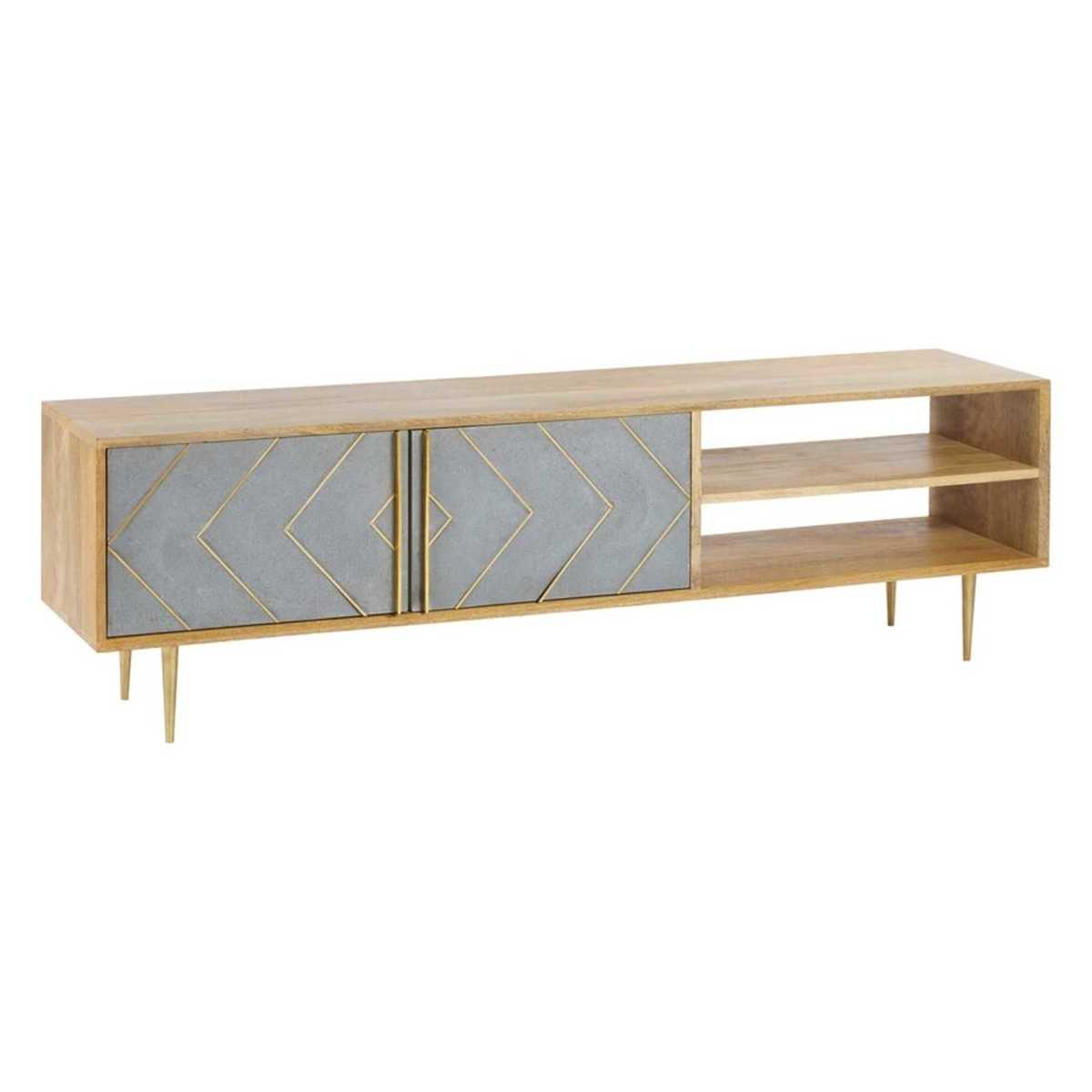 Solid Mango Wood 2-Door TV Cabinet Carlotta – image 2