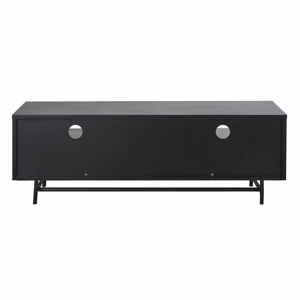 Matte black metal TV stand with 2 drawers – image 3