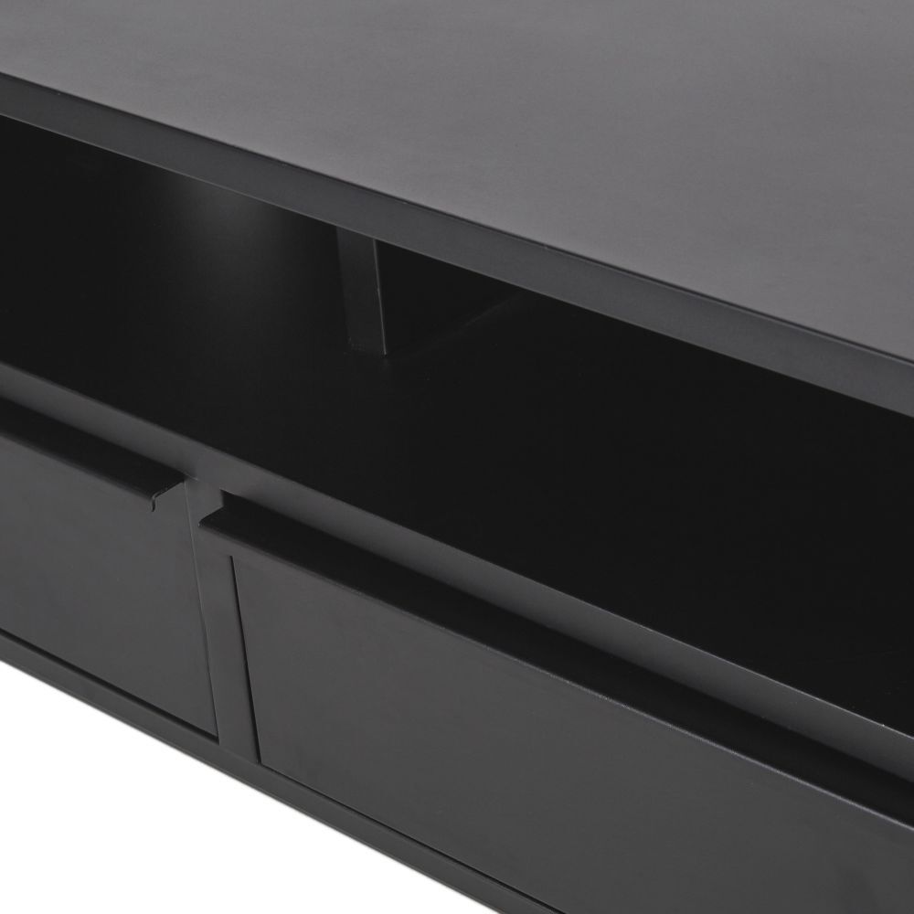 Matte black metal TV stand with 2 drawers – image 4