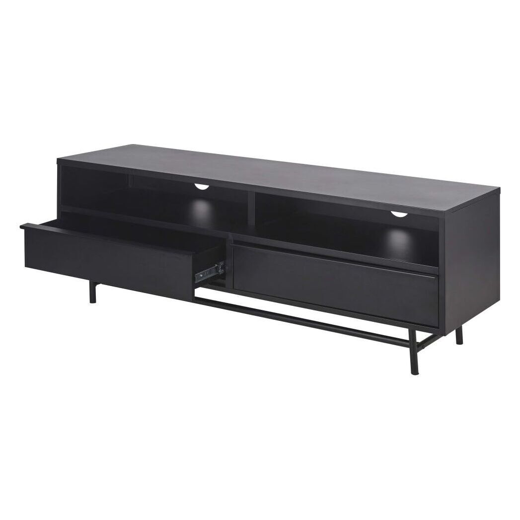 Matte black metal TV stand with 2 drawers – image 2