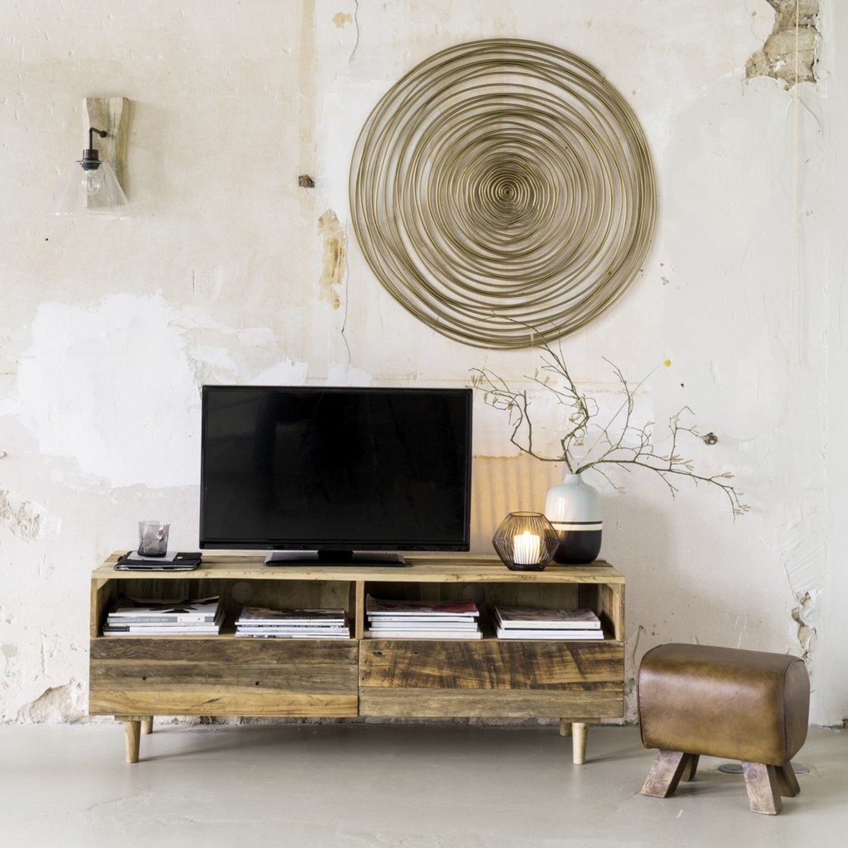 Recycled wood 2-drawer TV unit Tennessee – image 5