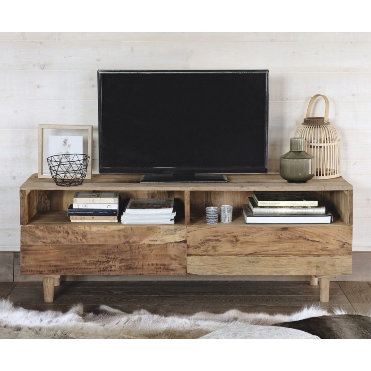 Recycled wood 2-drawer TV unit Tennessee – image 6
