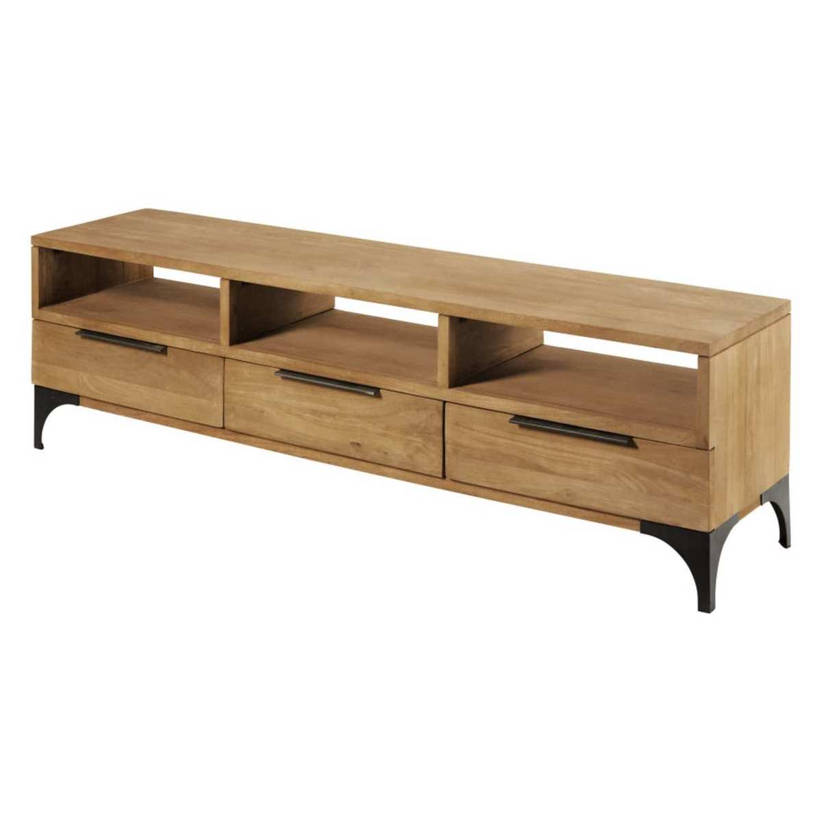 Solid Mango Wood and Acacia 3-Door TV Cabinet Metropolis – image 2