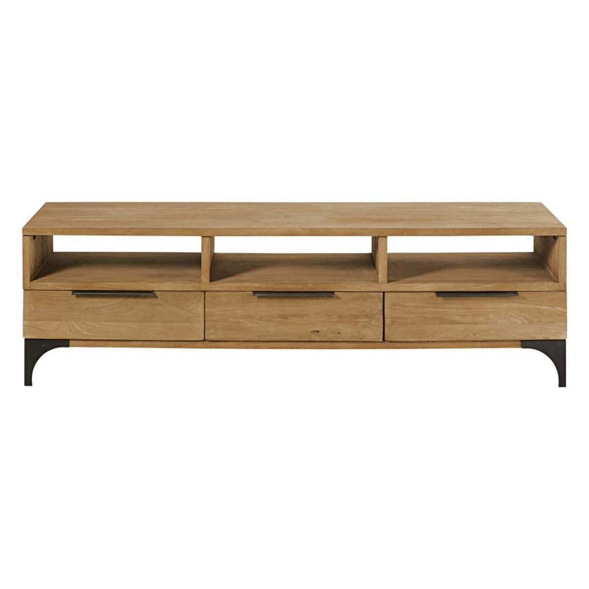 Solid Mango Wood and Acacia 3-Door TV Cabinet Metropolis – image 1
