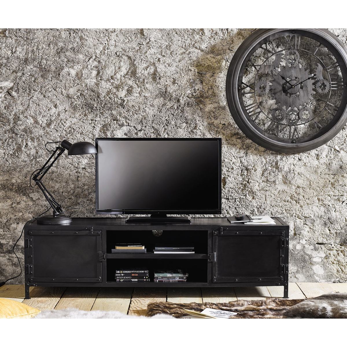 Metal industrial TV unit, black Edison – image 8