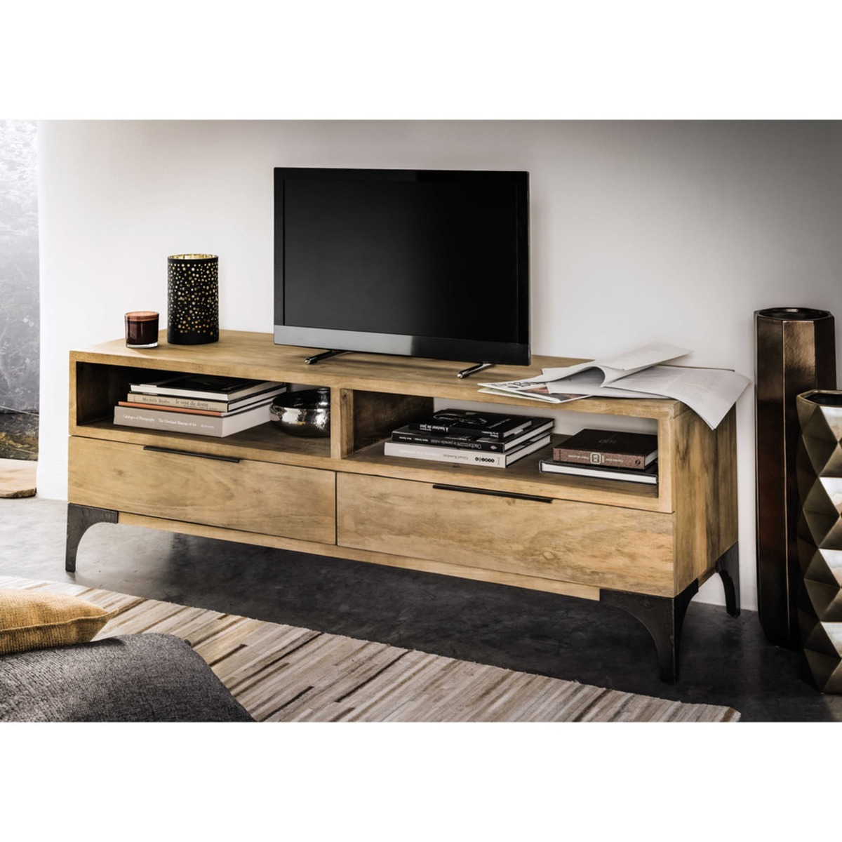 Solid mango wood TV unit Metropolis – image 6