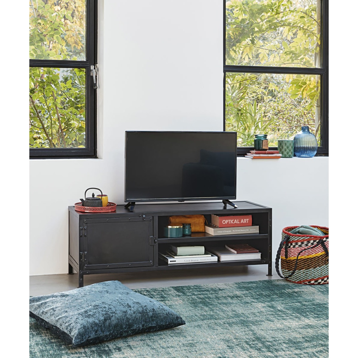 Industrial black metal 1-door TV unit Edison – image 6
