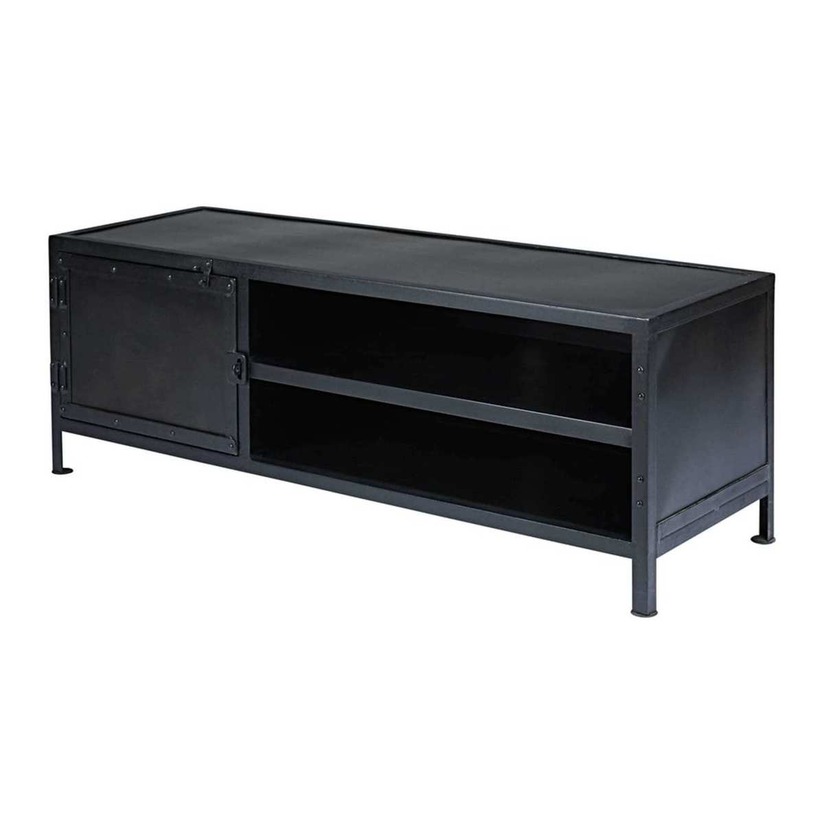 Industrial black metal 1-door TV unit Edison – image 2