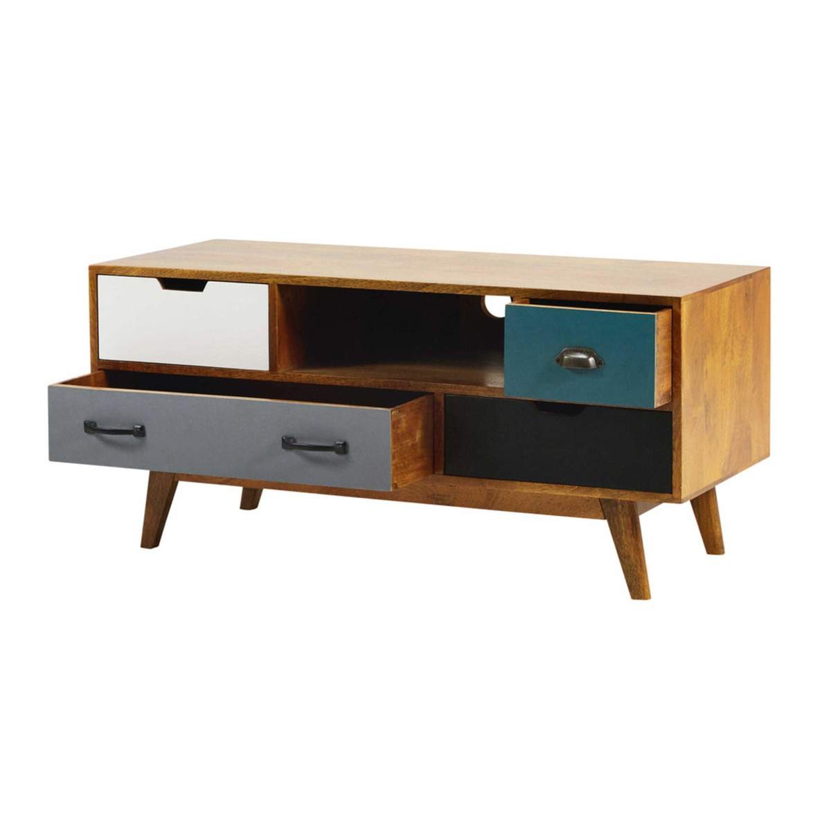 4-drawer solid mango wood TV unit Picadilly – image 3