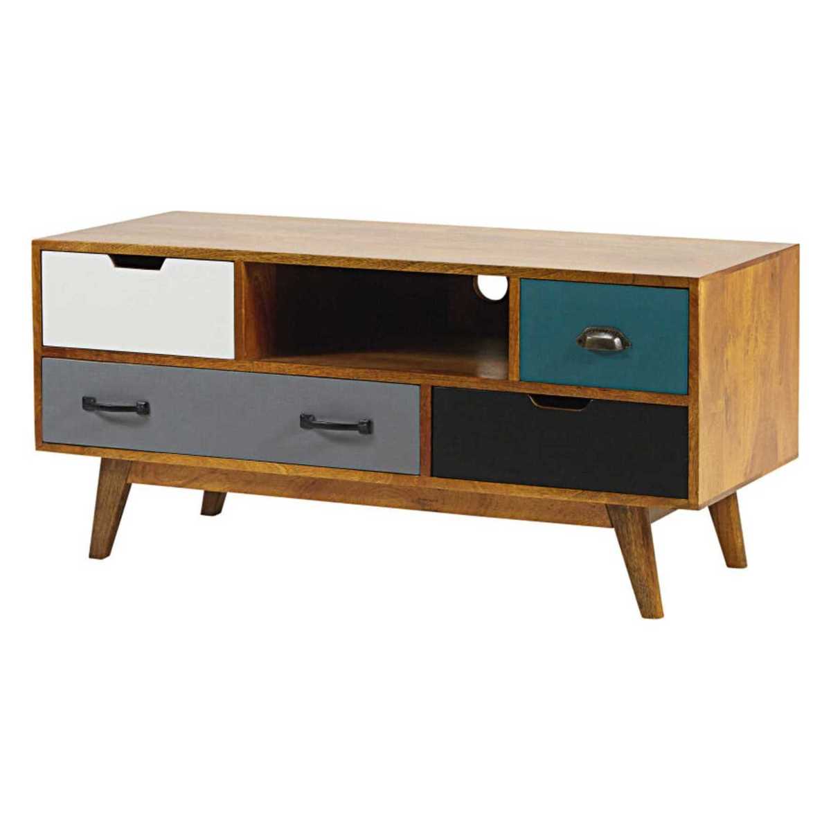 4-drawer solid mango wood TV unit Picadilly – image 2