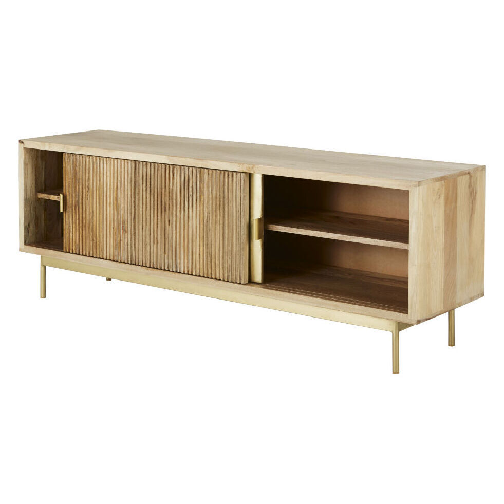 Mango Wood 2 Sliding Door TV Unit – image 2