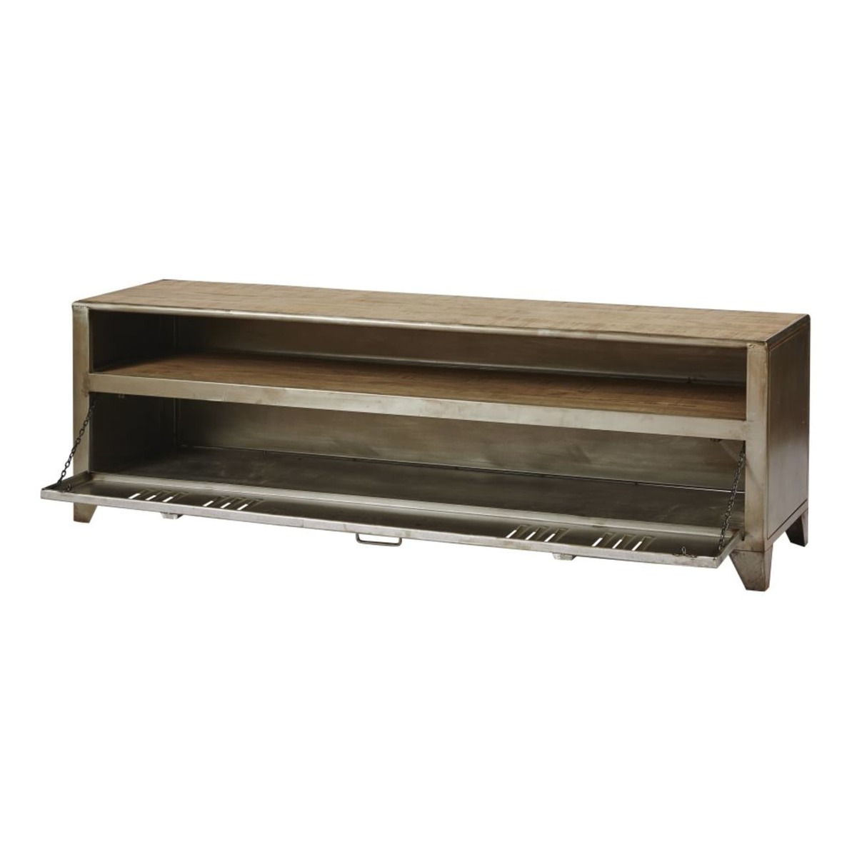Mango Wood and Metal Industrial 1-Door TV Unit Rydell – image 3