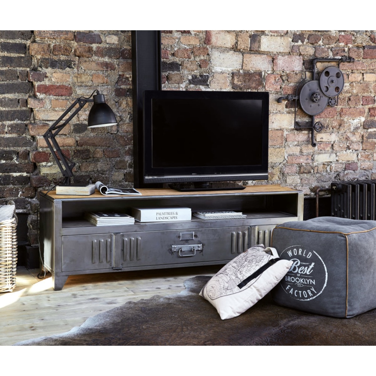 Mango Wood and Metal Industrial 1-Door TV Unit Rydell – image 8