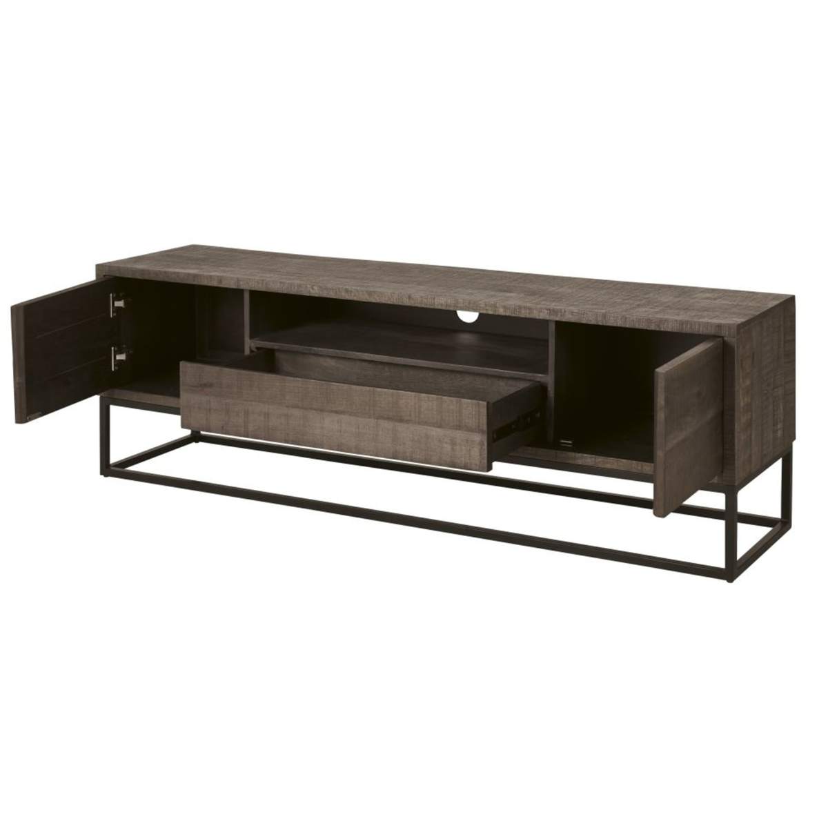 Solid Mango Wood 2-Door 1-Drawer TV Unit Lusaka – image 2