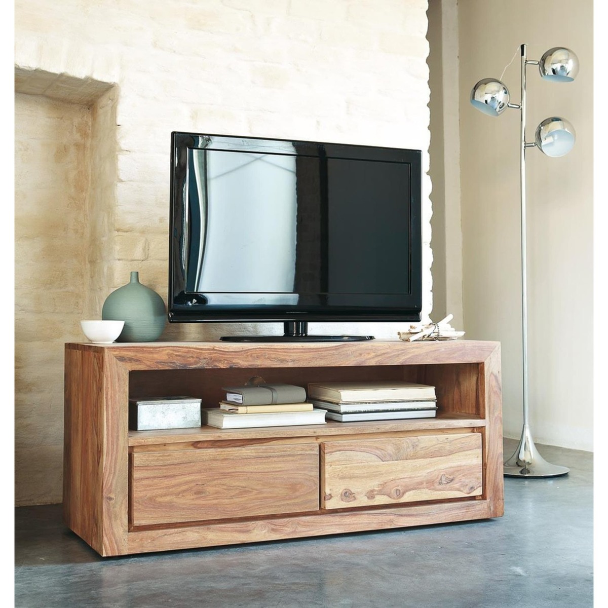 Solid Sheesham Wood 2-Drawer TV Unit Stockholm – image 4