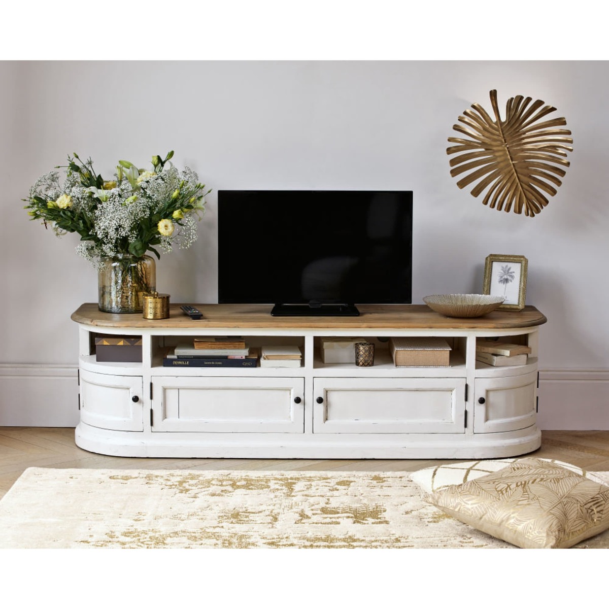 White Solid Pine TV Unit Provence – image 7