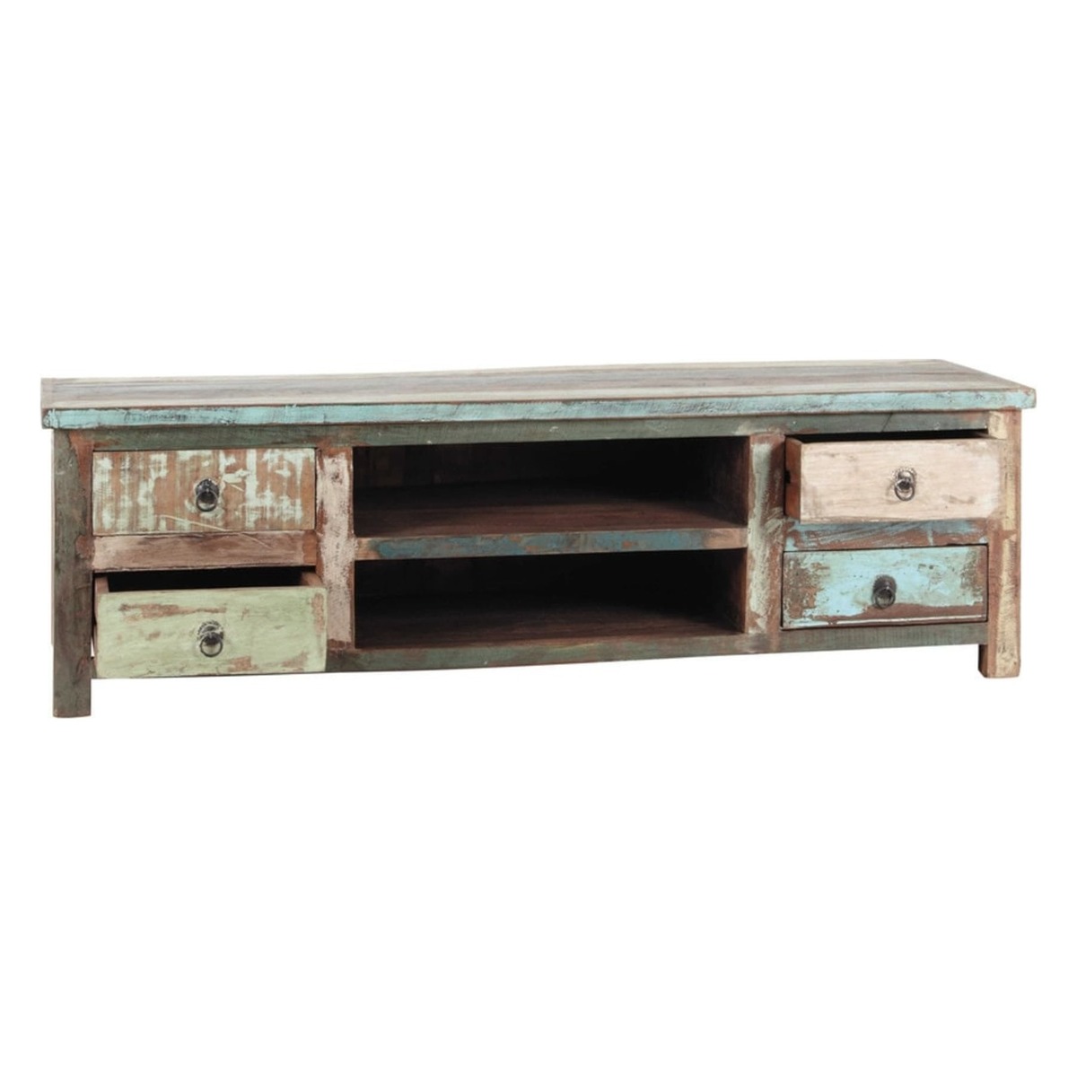 Distressed recycled wood TV unit W 140cm Calanque – image 2