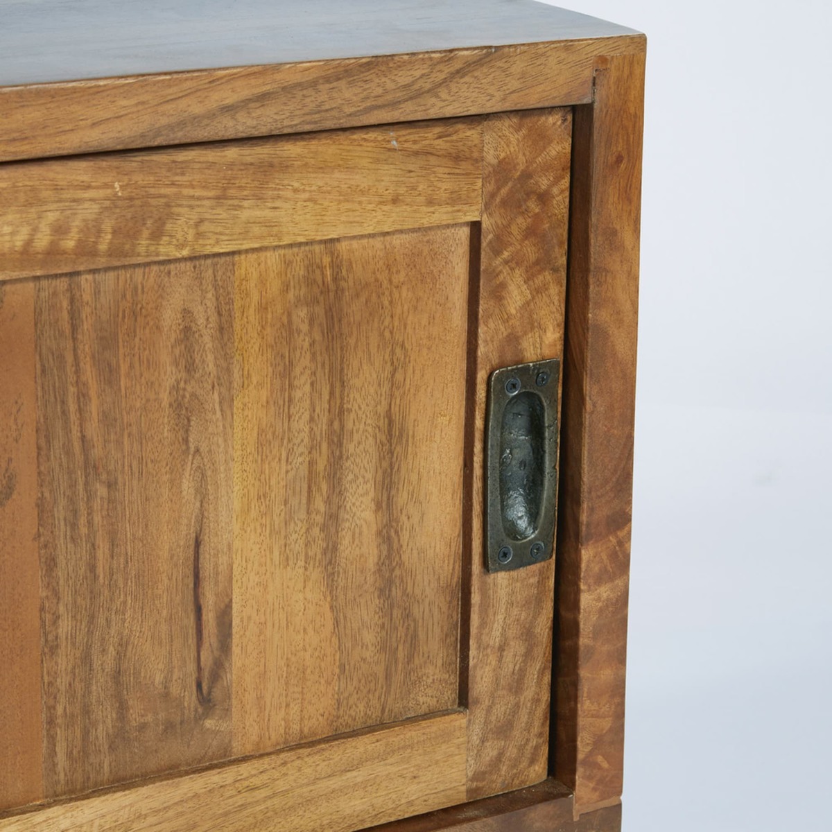 Solid Mango Wood and Black Metal 1-Door 2-Drawer TV Cabinet Hipster – image 5