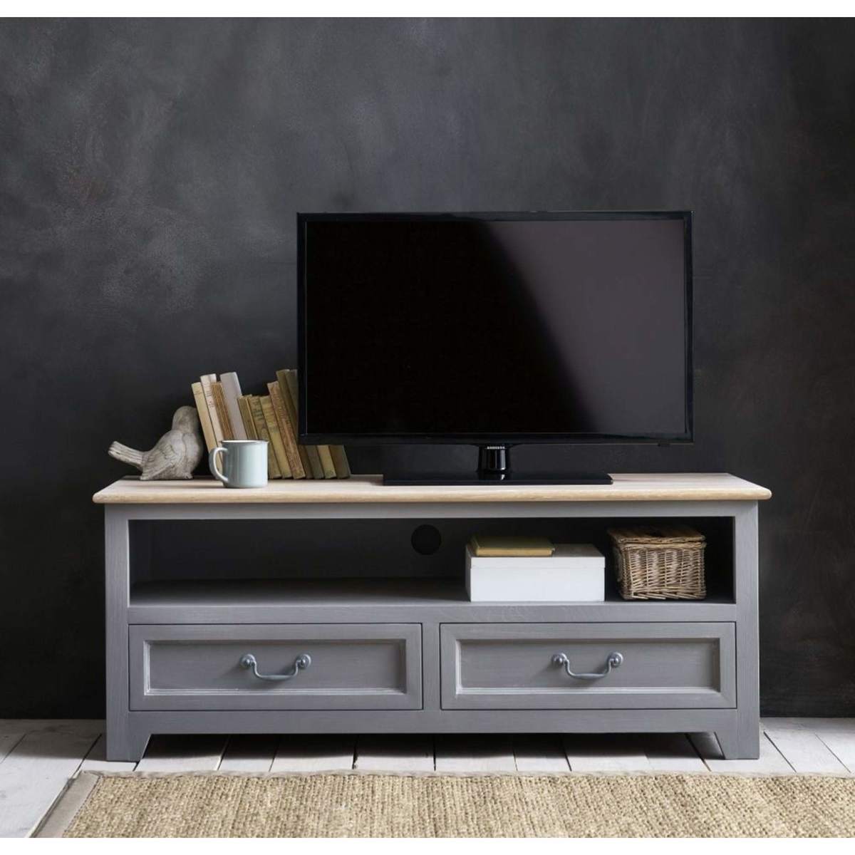 Grey Pine 2-Drawer TV Cabinet Honorine – image 7
