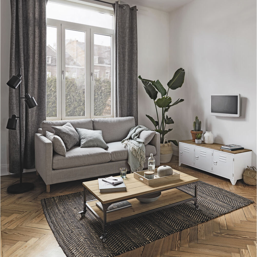 White Metal and Fir Wood Industrial TV Unit – image 3