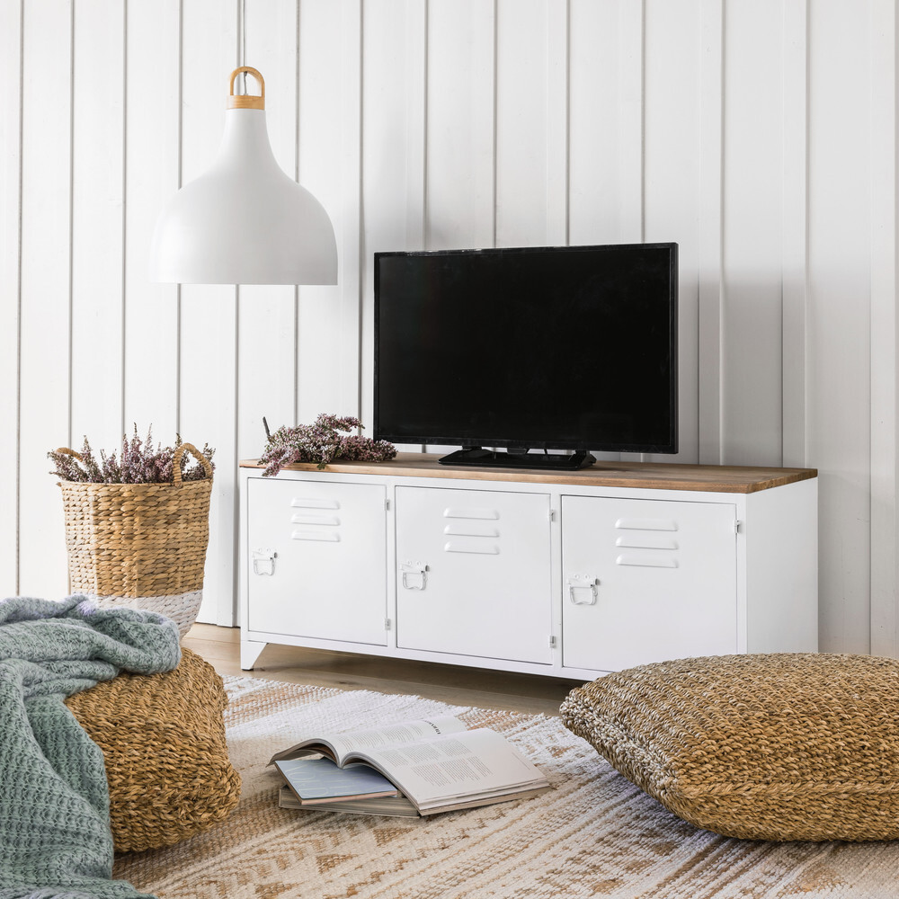 White Metal and Fir Wood Industrial TV Unit – image 6