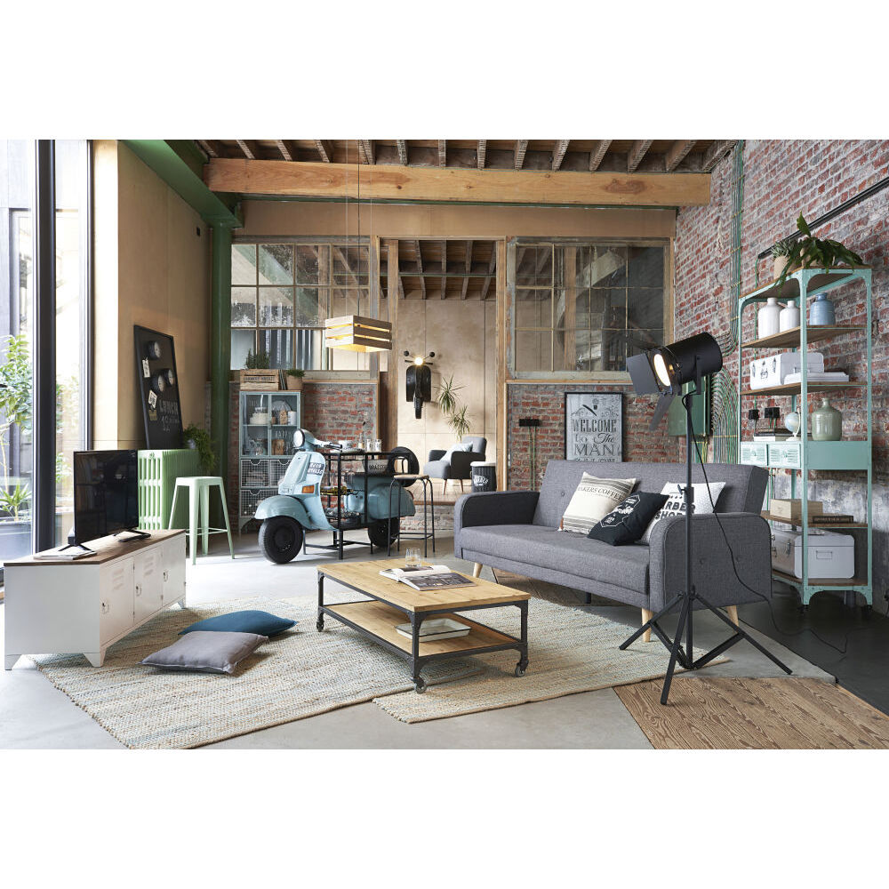 White Metal and Fir Wood Industrial TV Unit – image 9