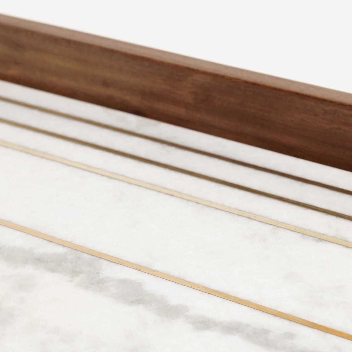 White Marble and Solid Acacia 3-Door TV Cabinet Cappuccino – image 4