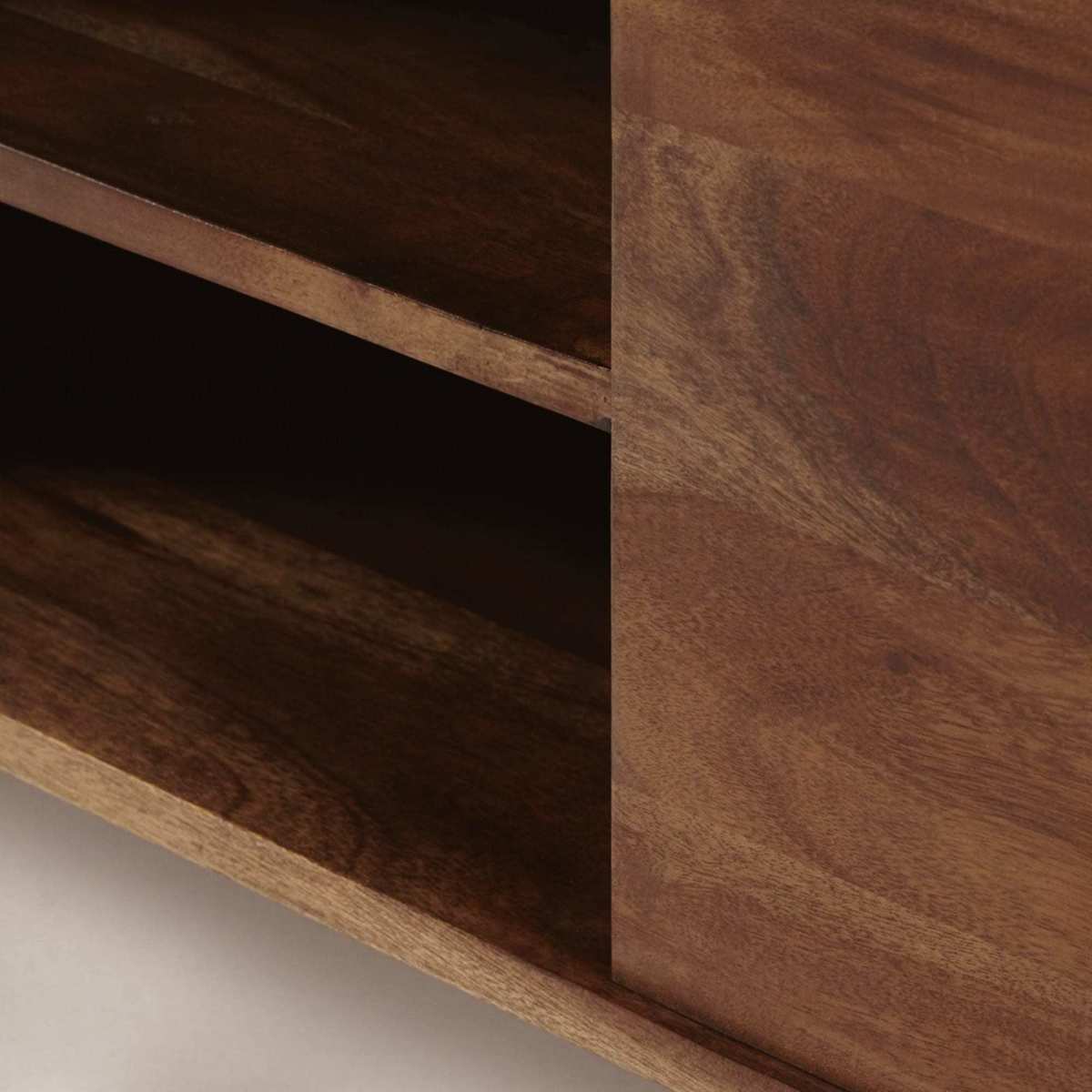 White Marble and Solid Acacia 3-Door TV Cabinet Cappuccino – image 6