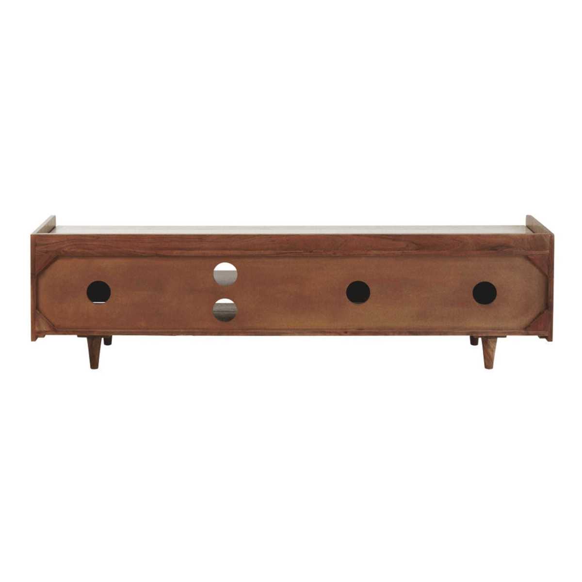 White Marble and Solid Acacia 3-Door TV Cabinet Cappuccino – image 7