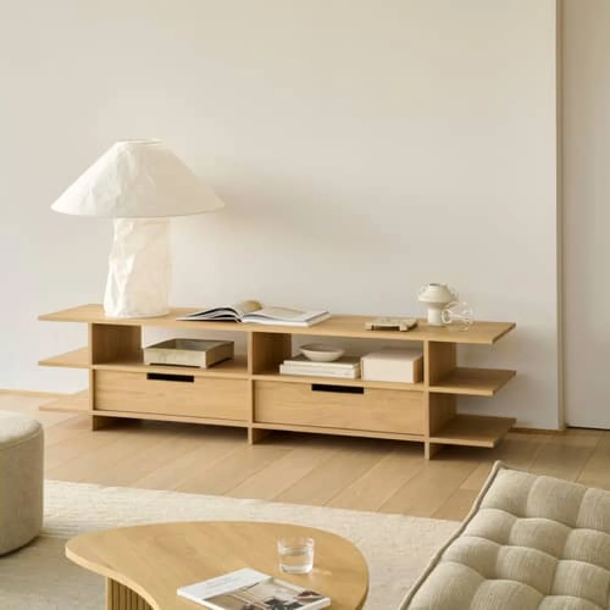 Kabuki TV unit natural wood / L 200 cm - 2 drawers - Ethnicraft – image 3