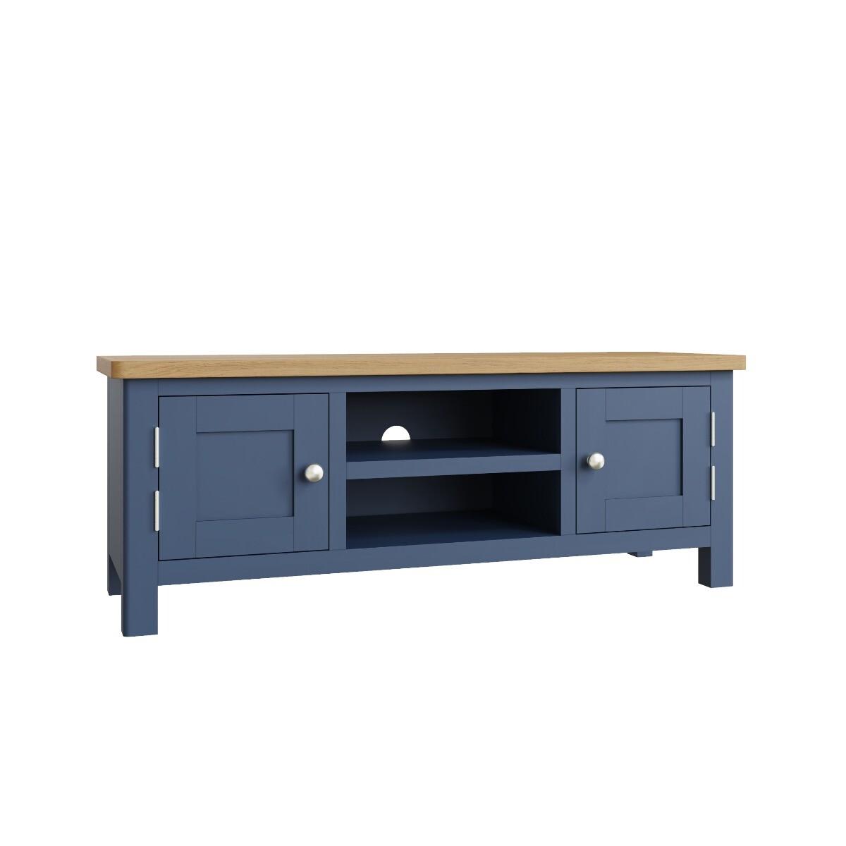 Cole Oak and Blue Large TV Unit – image 2