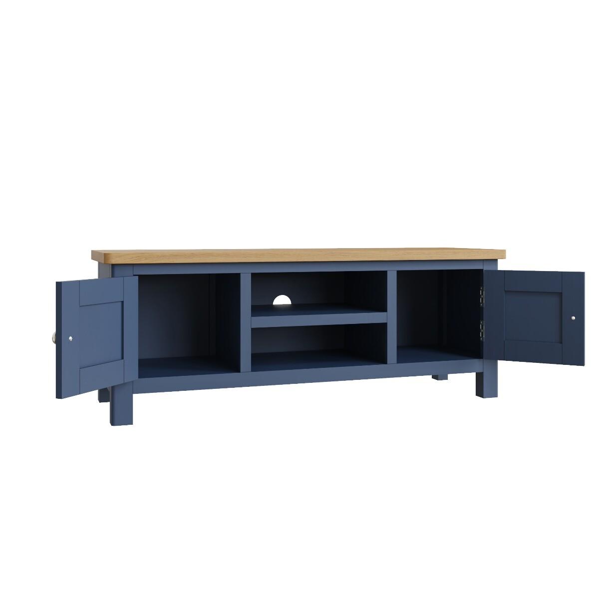 Cole Oak and Blue Large TV Unit – image 3