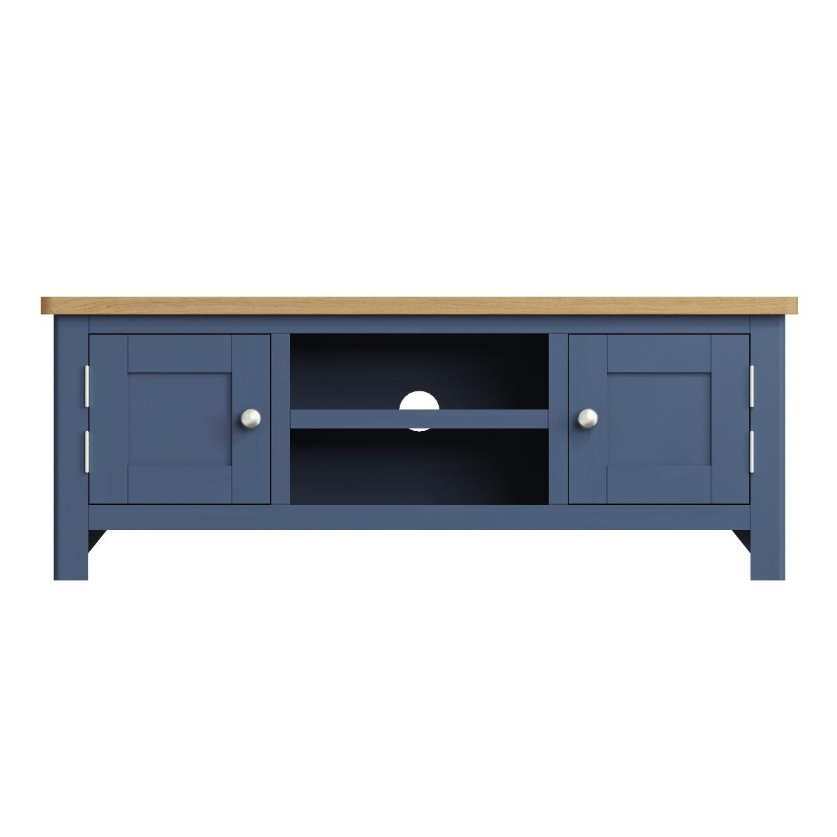 Cole Oak and Blue Large TV Unit – image 4