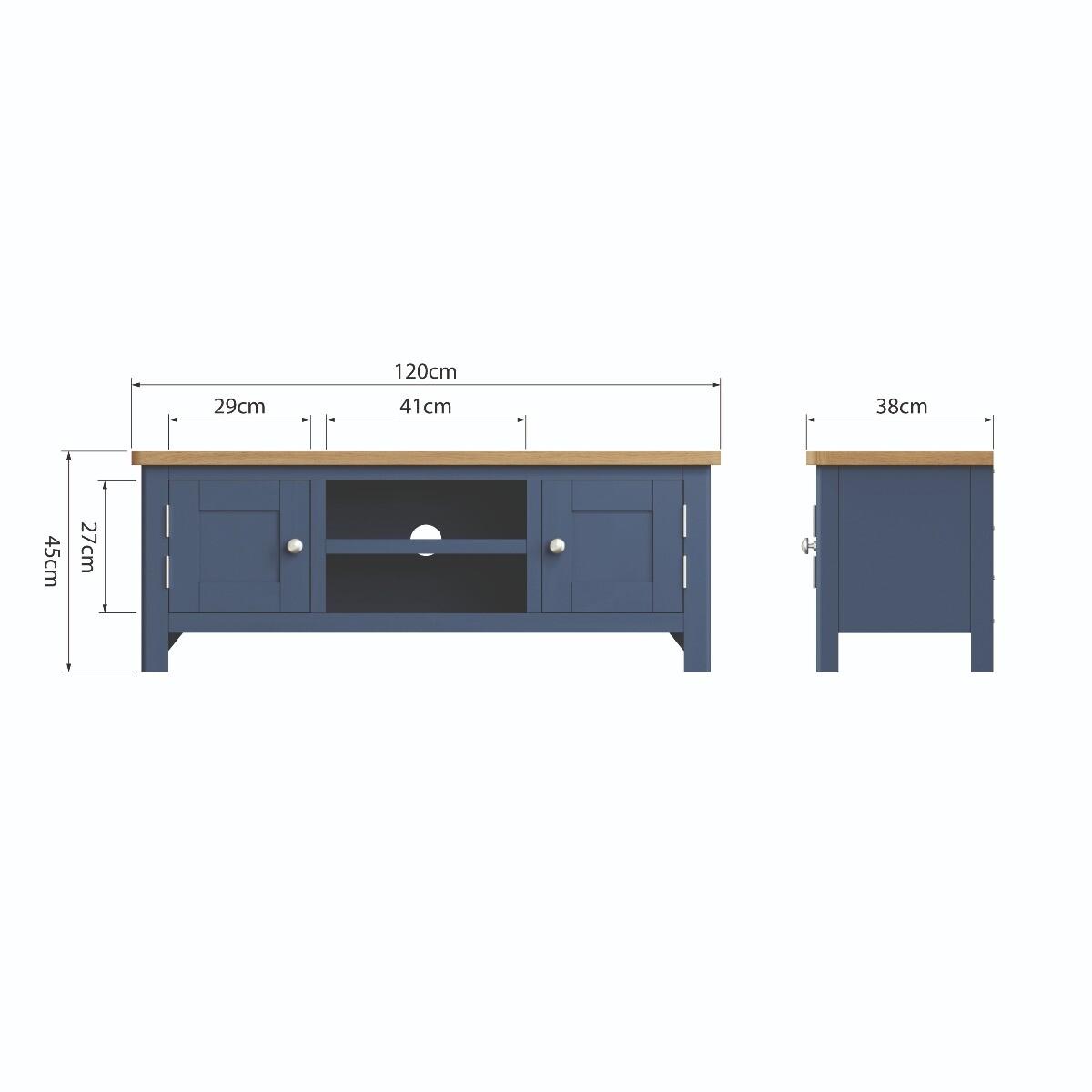 Cole Oak and Blue Large TV Unit – image 8