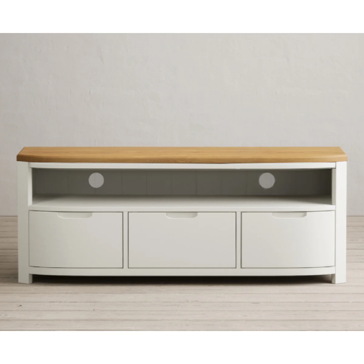 Bradwell Oak and Signal White Painted Large TV Unit – image 4
