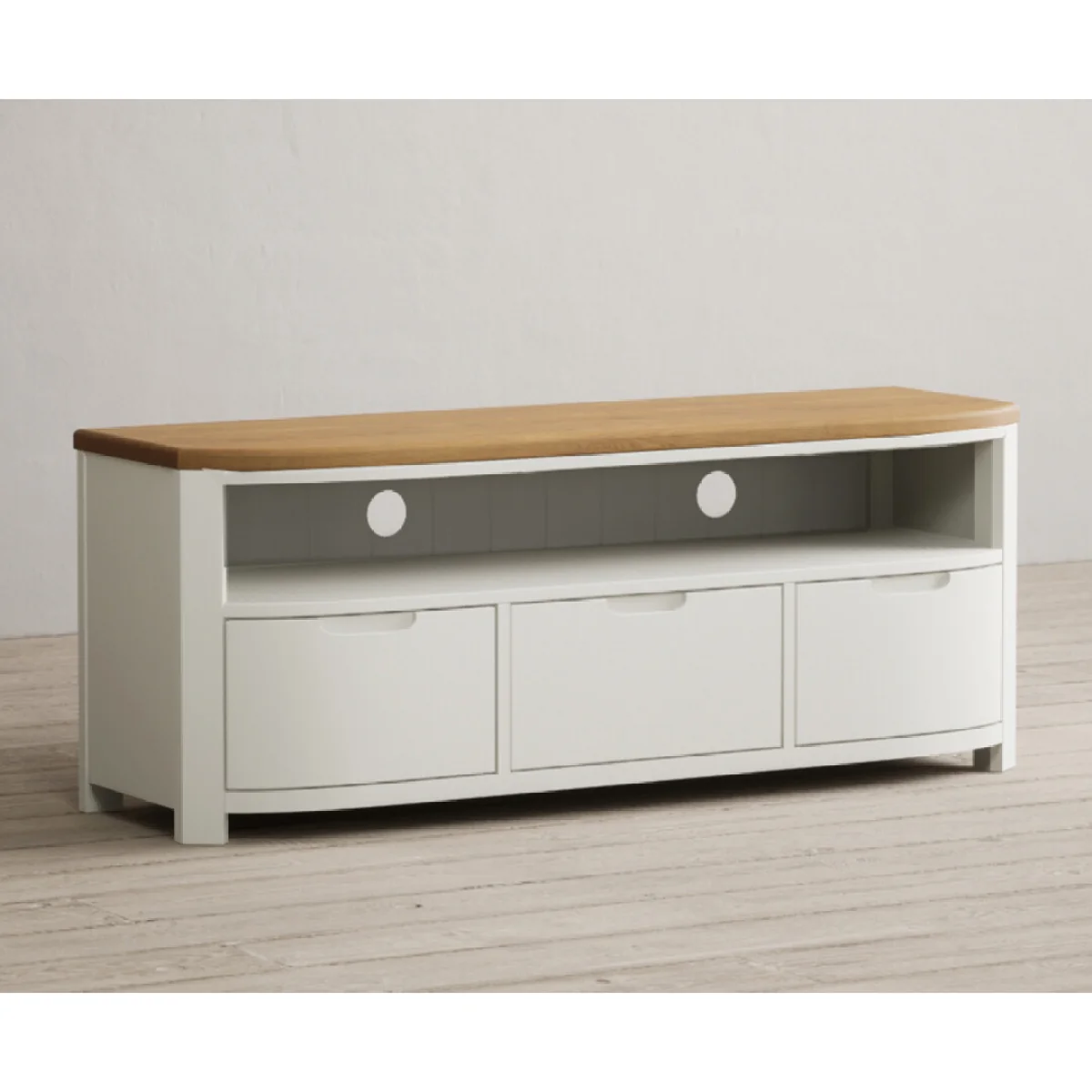 Bradwell Oak and Signal White Painted Large TV Unit – image 5