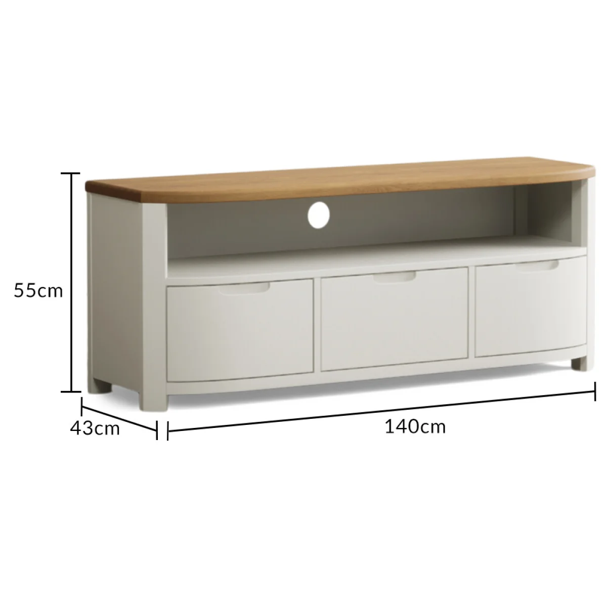 Bradwell Oak and Signal White Painted Large TV Unit – image 8