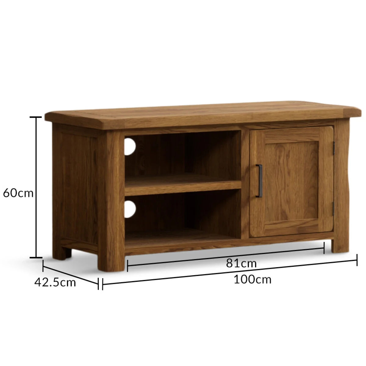 Harrogate Rustic Solid Oak Small TV Cabinet – image 7
