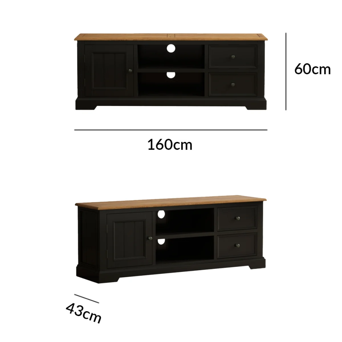 Charlton Oak and Black Painted Super Wide TV Cabinet – image 12